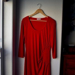 Calvin Klein Stretchy Red Bodycon Ruffle Dress